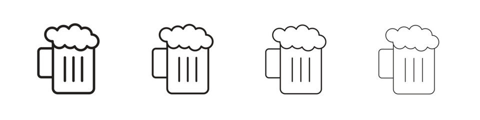Beer icons in minimalistic thin line strokes designs