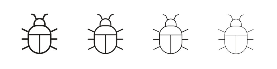 Bedbug icons in minimalistic thin line strokes designs