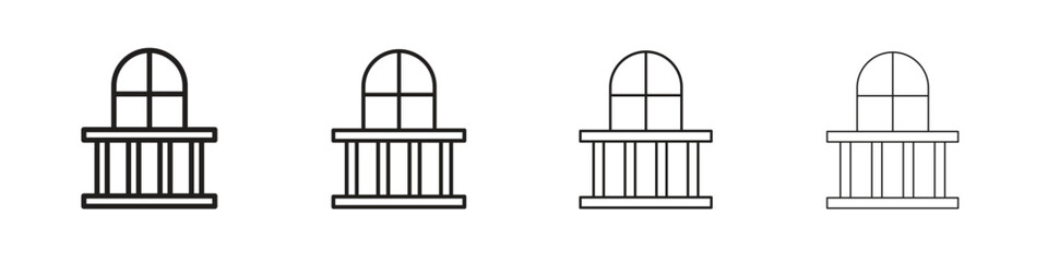 Balcony icons in minimalistic thin line strokes designs