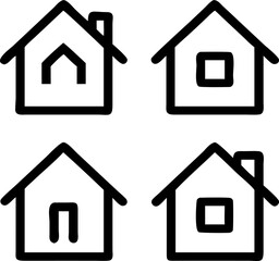 Vector house icons in outline styles. Great for real estate and smart home apps.