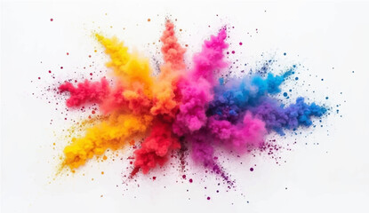 colorful rainbow holi paint color powder explosion isolated white wide panorama background By stockphoto-graf

