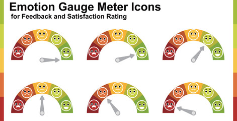 Emotion Gauge Meter Icons for Feedback and Satisfaction Rating