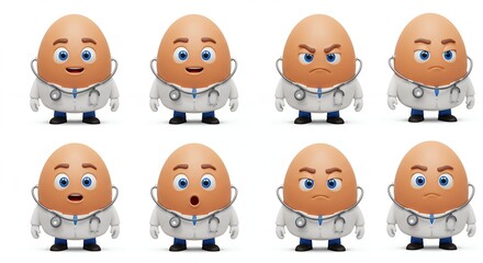 Egg doctor characters various emotions