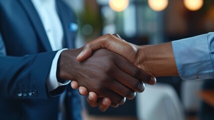 Multiracial business colleagues shaking hands after successful meeting