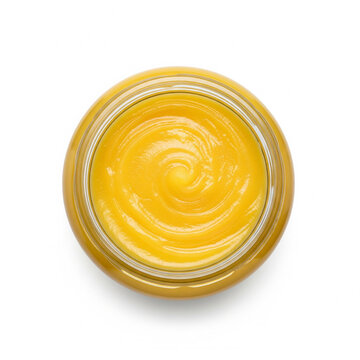 Clarified Butter in Transparent Glass Jar Top View