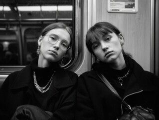 Black and white portrait of couple showing dramatic emotions