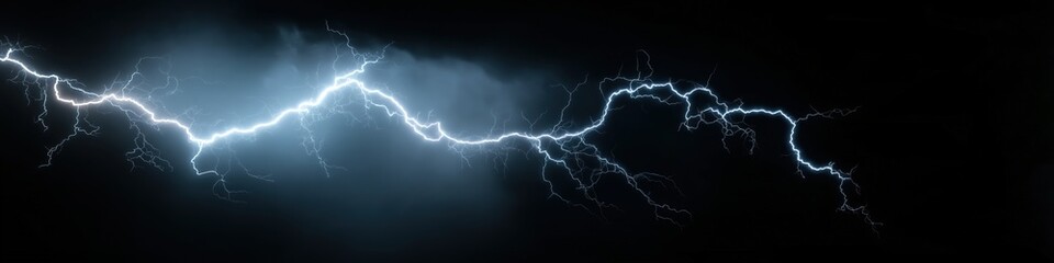 Dynamic lightning bolt across dark sky