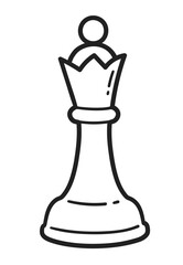 Vector illustration of a chess queen piece. Line art object for education and game themes.