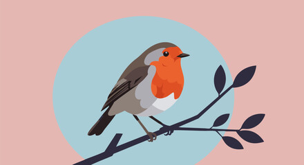 Flat Design Robin Illustration