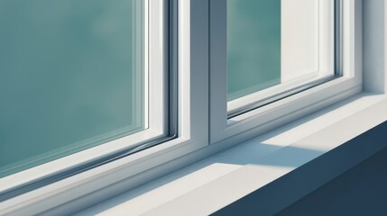 Fototapeta premium Modern White Window Frame with Clean Lines and Natural Light Streaming Through, Perfect for Interior Design Projects