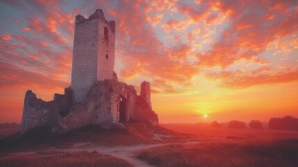 Fototapeta premium Ruined castle at sunrise