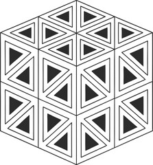 Isometric Cube Illusion Composed of Triangular Patterns A Geometric Design Showcasing Depth and Optical Play