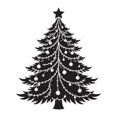 Fototapeta premium Simple Christmas tree silhouette for festive illustrations on white background