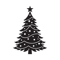 Simple Christmas tree silhouette for festive illustrations on white background