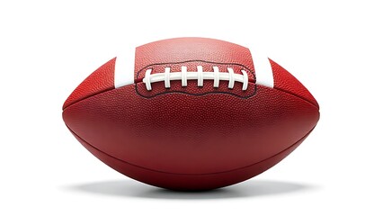 An American football isolated on a clean white background with sharp focus.