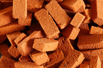 Pile of building bricks close up