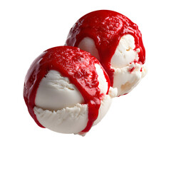 ice cream balls with strawberry transparent 