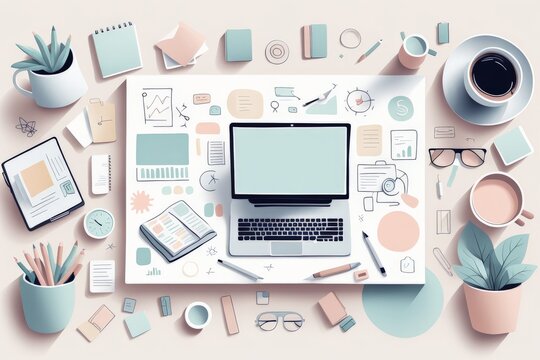 modern creative flat lay top view workspace