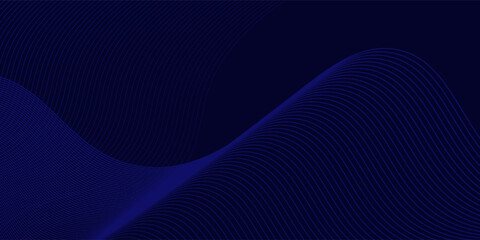 Dark abstract background with glowing wave. Shiny moving lines design element. Modern purple blue gradient flowing wave lines. Futuristic technology concept. Vector illustration