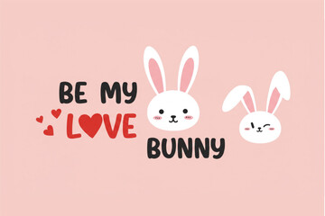 Fototapeta premium Adorable bunny design with heart accents, perfect for Valentine's Day cards, invitations, or cute animal-themed projects.