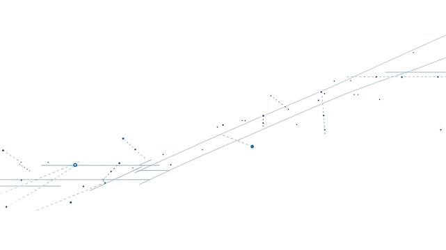 Abstract geometric visualization of data points and trend lines representing growth and analysis on a clean white background