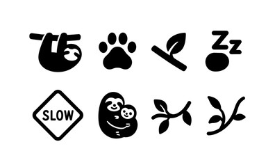 Cute sloth icons: minimalist nature and zoo designs for slow living enthusiasts