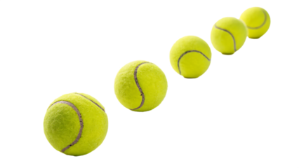 Ball tennis bounce isolated on white background PNG. AI GENERATED.