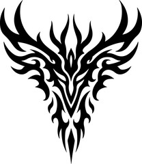 Fototapeta premium Dragon Tribal Tattoo Set – Mythical Beast & Abstract Ink Art