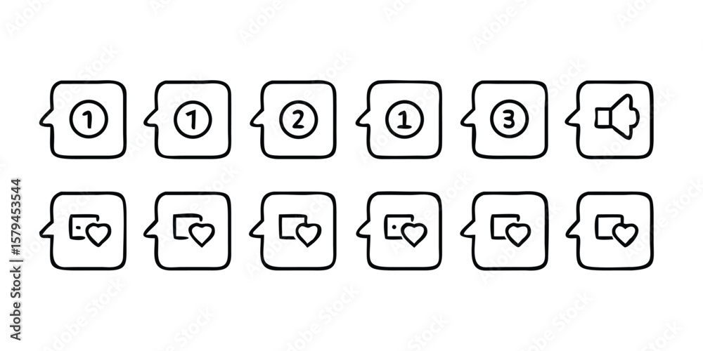 Aufkleber mega set of 15 notification line icons for user interface design including alerts messages and remin