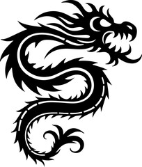 Obraz premium Dragon Tribal Tattoo Set – Mythical Beast & Abstract Ink Art