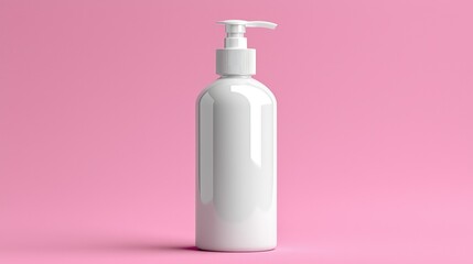 White pump bottle on pink background (1)