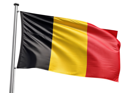 Flag of Belgium waving  isolated on white background - Powered by Adobe