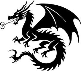 Dragon Tribal Tattoo Set &ndash; Mythical Beast & Abstract Ink Art" vector bundle