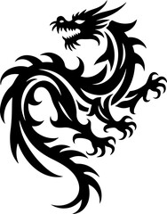 Obraz premium Dragon Tribal Tattoo Set – Mythical Beast & Abstract Ink Art