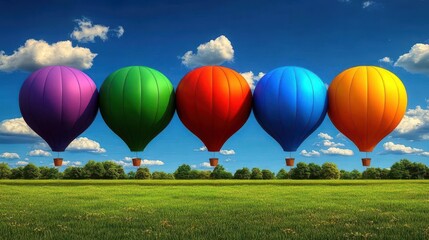 Naklejka premium Five Colorful Hot Air Balloons