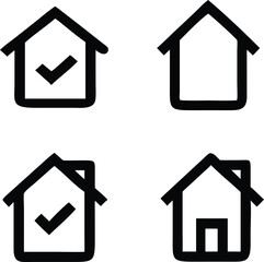 Outline, and filled house icons. Great for UI/UX, property listings, and real estate branding.