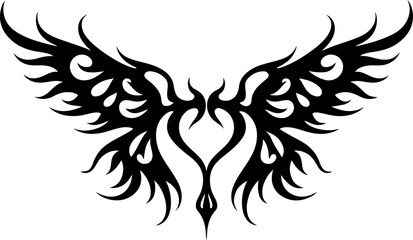 Obraz premium tribal, heart, dragon tattoo and wings, tattoo, design abstract, art, vector bundle