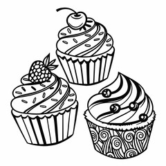 vector illustration of cupcakes