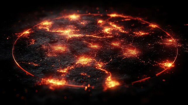 Fiery Planet Surface, Glowing Embers