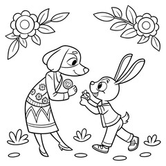 rabbit with a bouquet