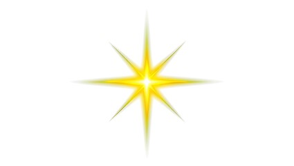 A bright yellow star sparkle isolated on white background