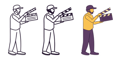 Filmmaker holding clapperboard movie director