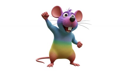 Rainbow mouse cartoon character