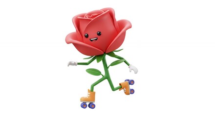 Rose character roller skating
