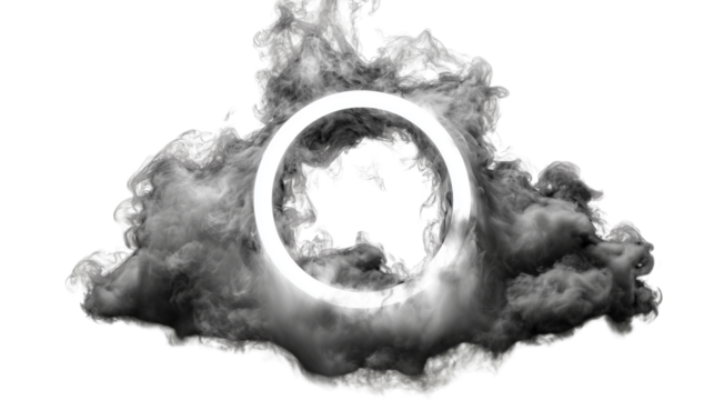 Abstract white fog ring loop with dramatic detail and light diffusion, isolated for multi-purpose design on a transparent background