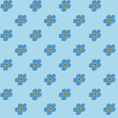 Decorative Blue Floral Seamless Pattern. Modern Background