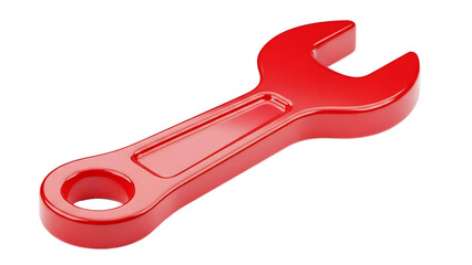 Shiny red combination wrench tool isolated on transparent background