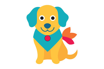  Golden Retriever Mental Health Ally Cartoon Vector with Heart Aura.