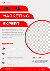 Digital Marketing Expert Flyer Template – Modern Red Business PSD Design