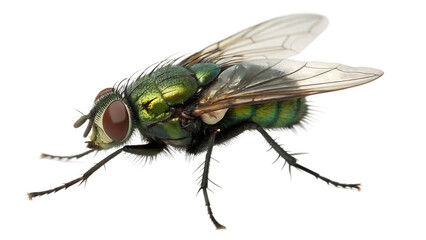 Green fly flying  isolated on white background PNG. AI GENERATED.